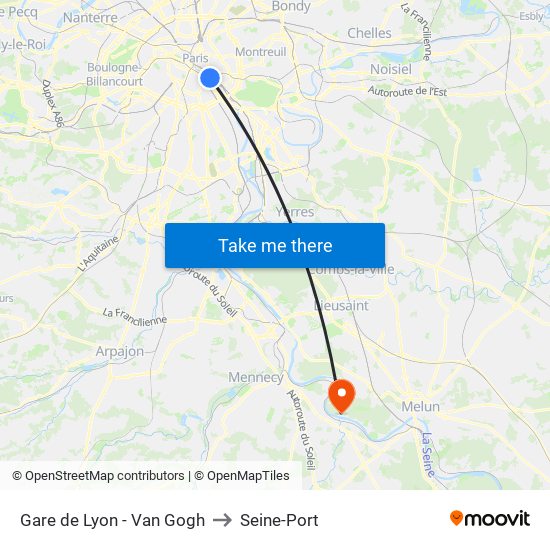 Gare de Lyon - Van Gogh to Seine-Port map