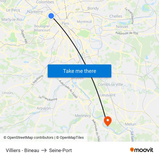 Villiers - Bineau to Seine-Port map