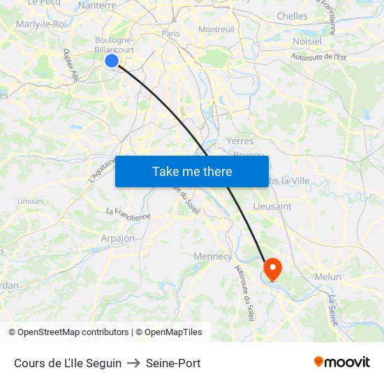 Cours de L'Ile Seguin to Seine-Port map