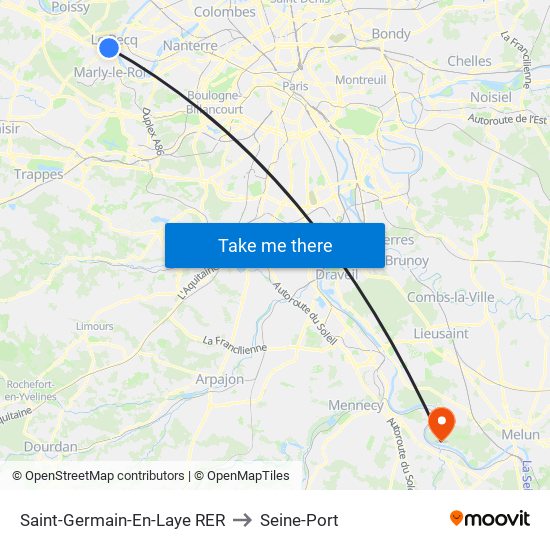 Saint-Germain-En-Laye RER to Seine-Port map