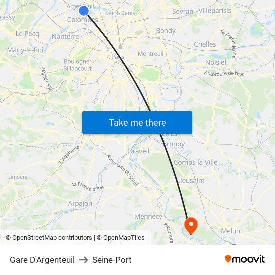 Gare D'Argenteuil to Seine-Port map