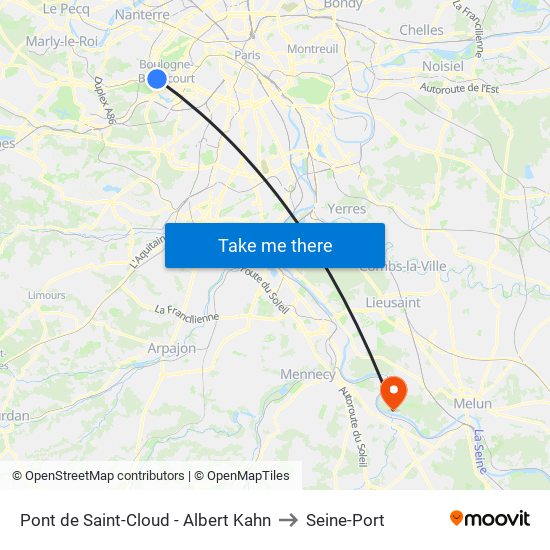 Pont de Saint-Cloud - Albert Kahn to Seine-Port map