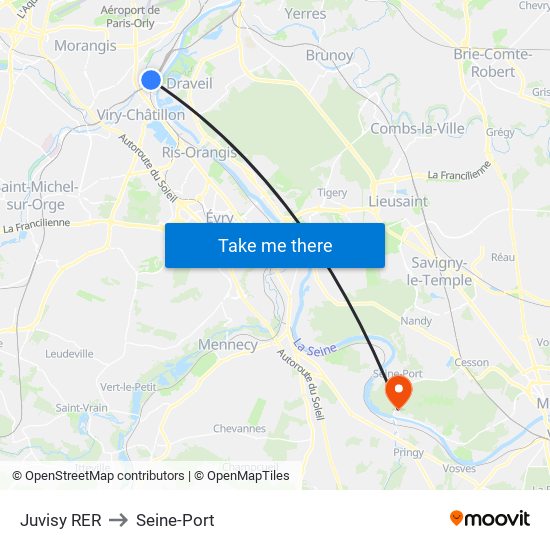 Juvisy RER to Seine-Port map