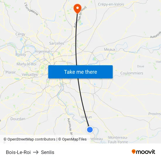 Bois-Le-Roi to Senlis map