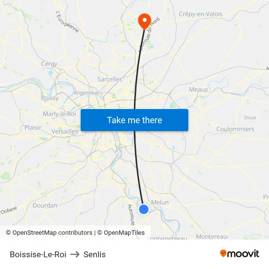 Boissise-Le-Roi to Senlis map