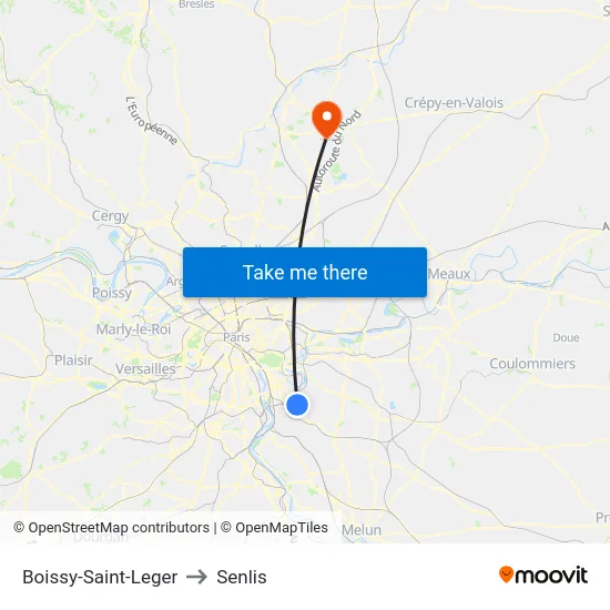 Boissy-Saint-Leger to Senlis map
