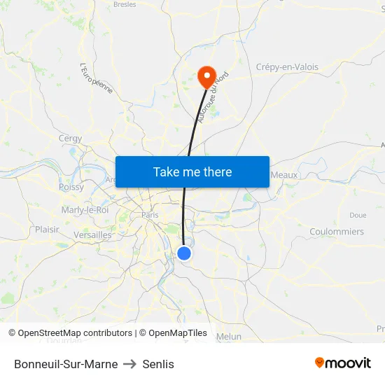 Bonneuil-Sur-Marne to Senlis map