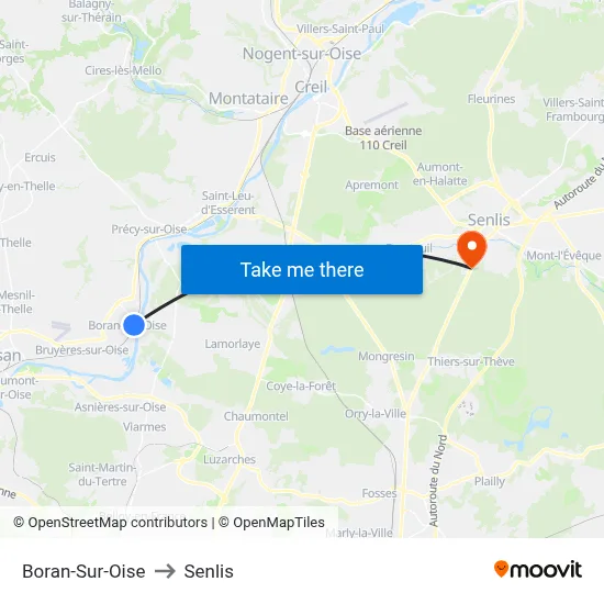 Boran-Sur-Oise to Senlis map