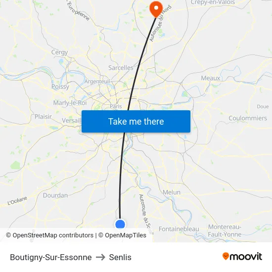 Boutigny-Sur-Essonne to Senlis map