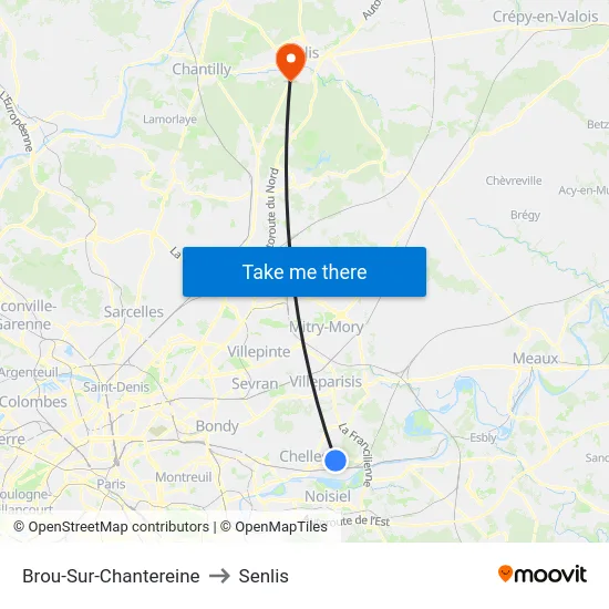 Brou-Sur-Chantereine to Senlis map