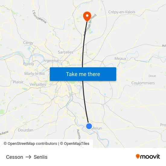 Cesson to Senlis map