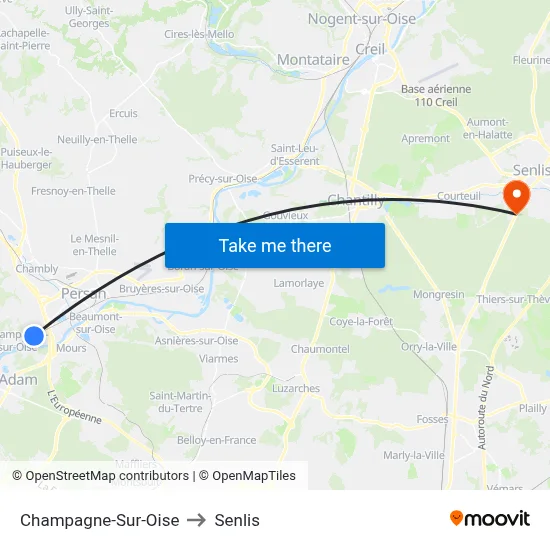 Champagne-Sur-Oise to Senlis map