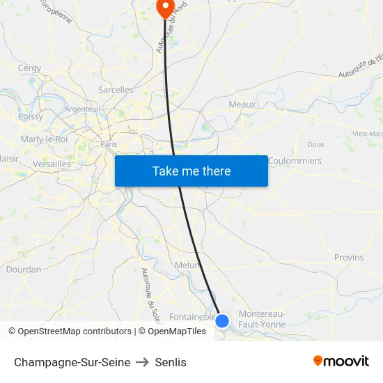 Champagne-Sur-Seine to Senlis map