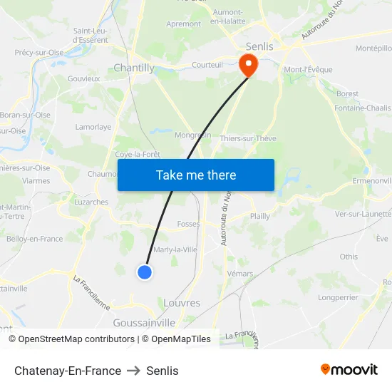 Chatenay-En-France to Senlis map