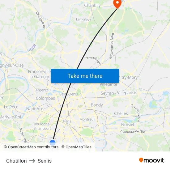 Chatillon to Senlis map