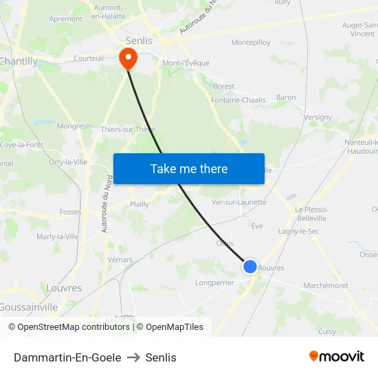Dammartin-En-Goele to Senlis map