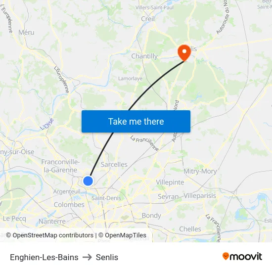 Enghien-Les-Bains to Senlis map