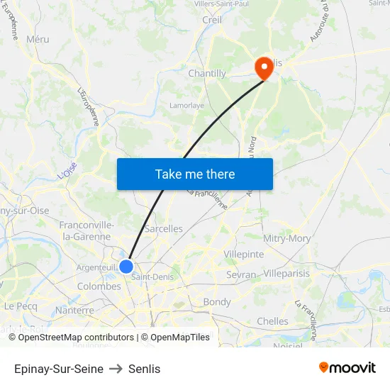 Epinay-Sur-Seine to Senlis map