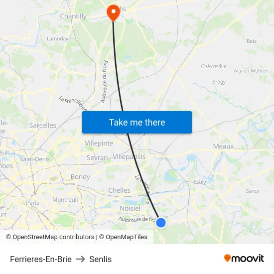 Ferrieres-En-Brie to Senlis map