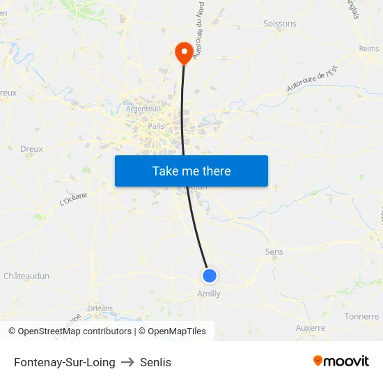 Fontenay-Sur-Loing to Senlis map