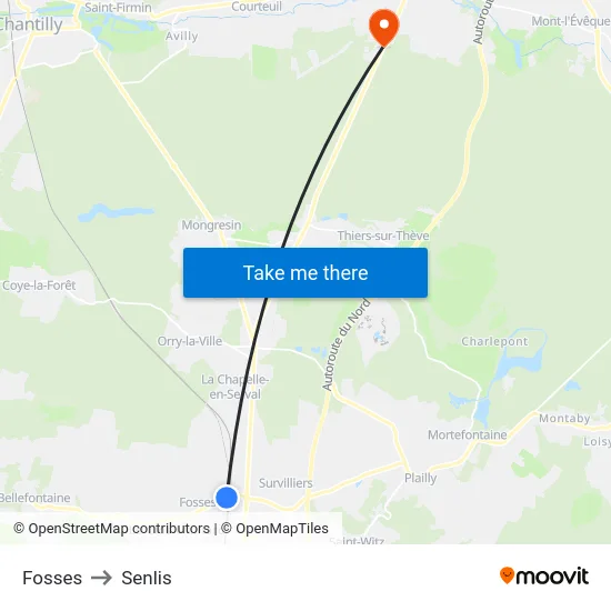 Fosses to Senlis map