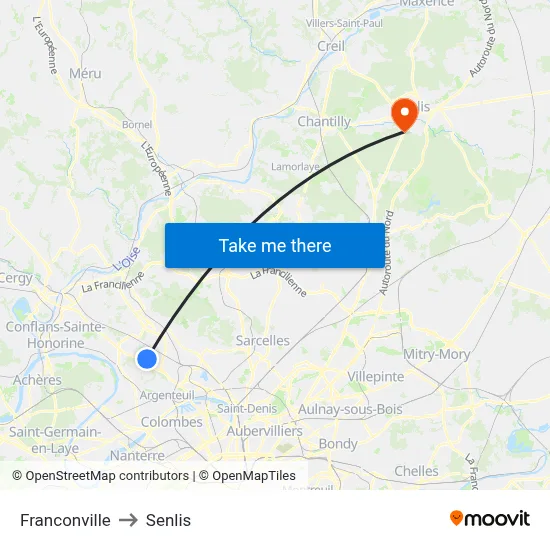Franconville to Senlis map