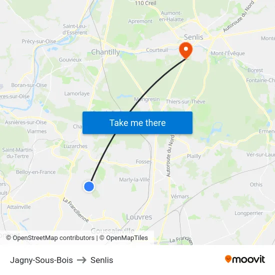 Jagny-Sous-Bois to Senlis map