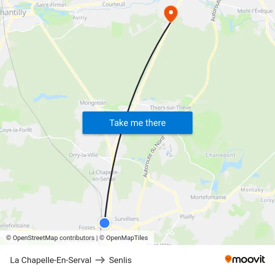 La Chapelle-En-Serval to Senlis map