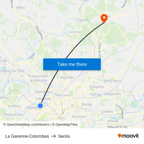 La Garenne-Colombes to Senlis map