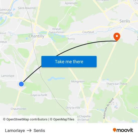 Lamorlaye to Senlis map