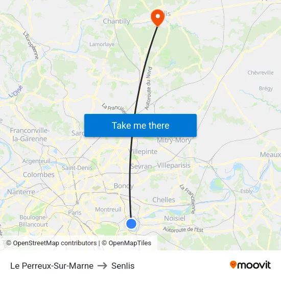 Le Perreux-Sur-Marne to Senlis map