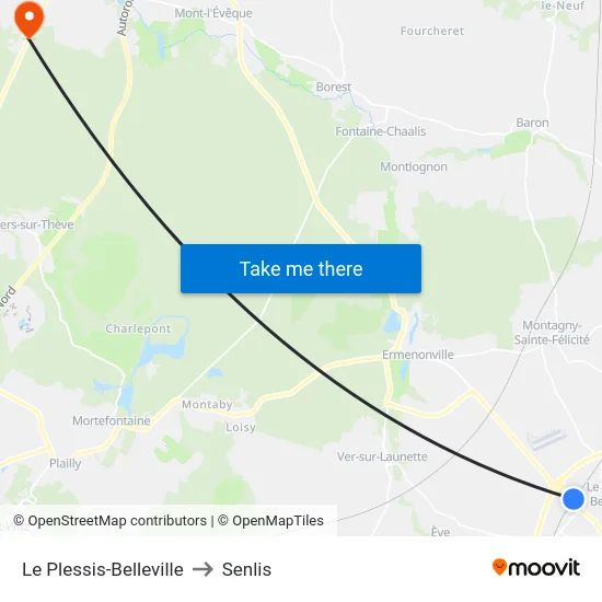 Le Plessis-Belleville to Senlis map