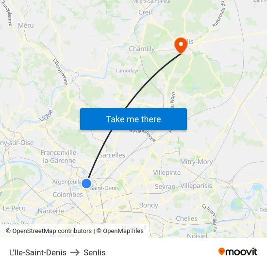 L'Ile-Saint-Denis to Senlis map