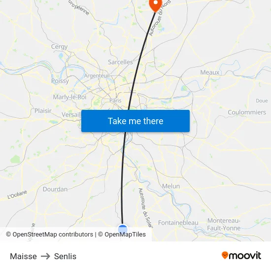 Maisse to Senlis map