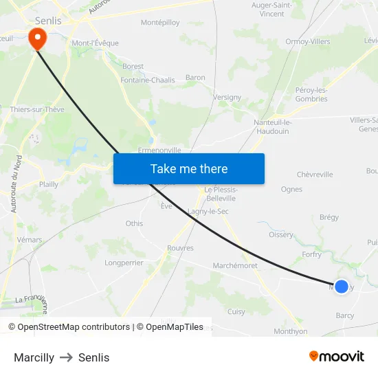 Marcilly to Senlis map