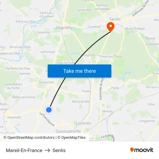 Mareil-En-France to Senlis map