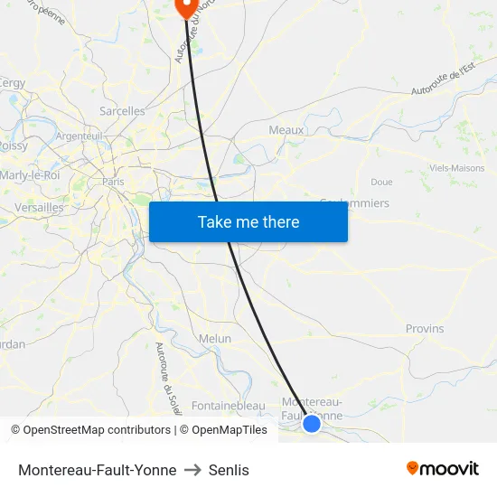 Montereau-Fault-Yonne to Senlis map