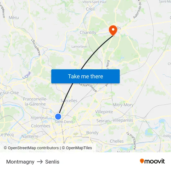 Montmagny to Senlis map