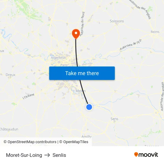 Moret-Sur-Loing to Senlis map