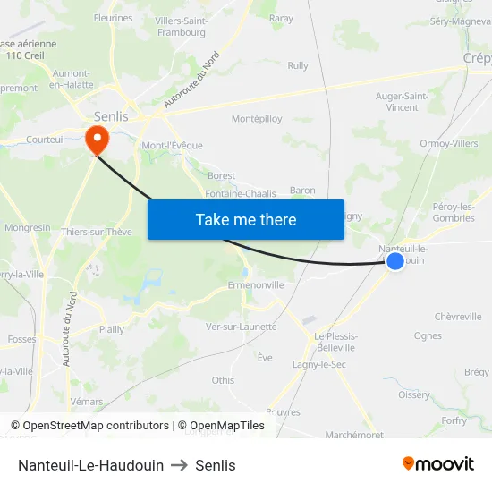 Nanteuil-Le-Haudouin to Senlis map