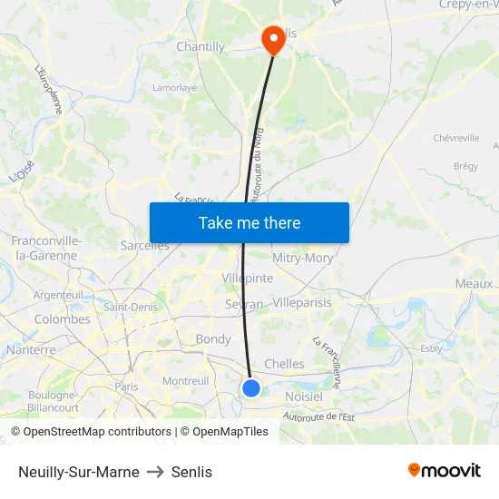 Neuilly-Sur-Marne to Senlis map