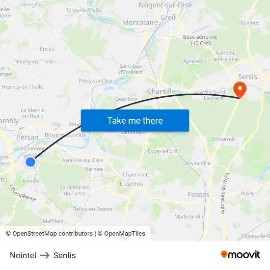 Nointel to Senlis map