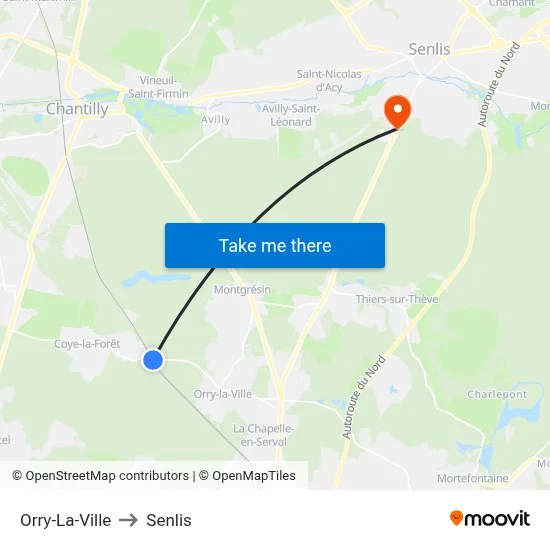 Orry-La-Ville to Senlis map