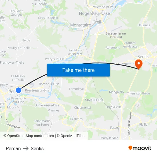 Persan to Senlis map