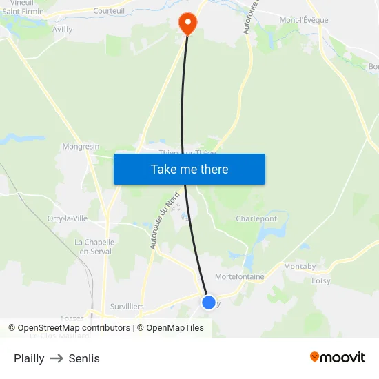 Plailly to Senlis map