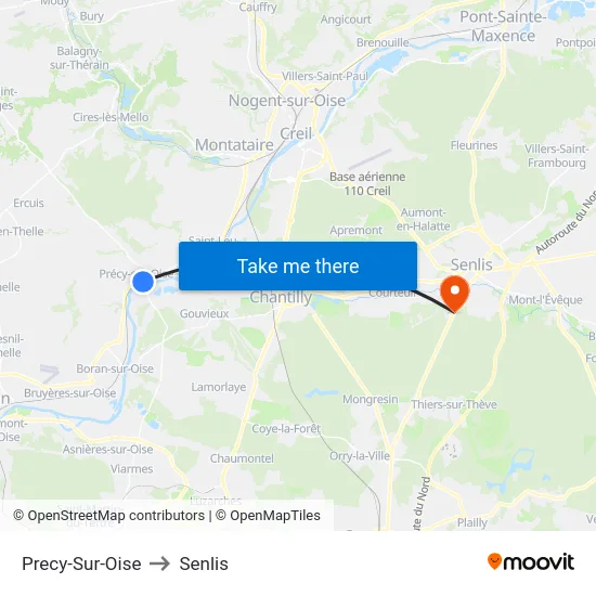 Precy-Sur-Oise to Senlis map