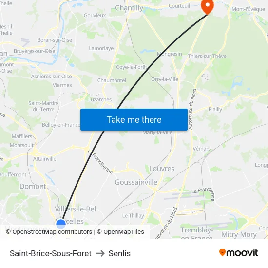 Saint-Brice-Sous-Foret to Senlis map