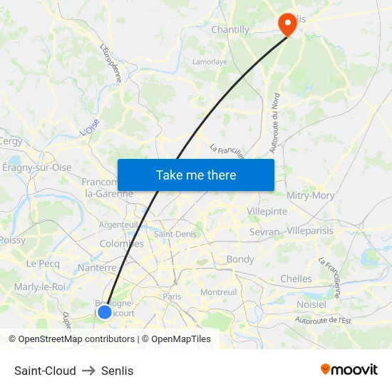 Saint-Cloud to Senlis map