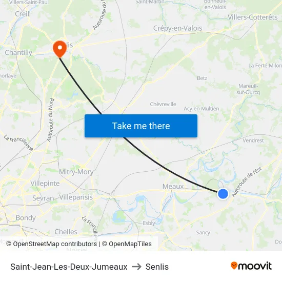 Saint-Jean-Les-Deux-Jumeaux to Senlis map