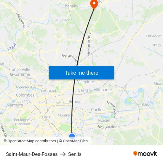 Saint-Maur-Des-Fosses to Senlis map